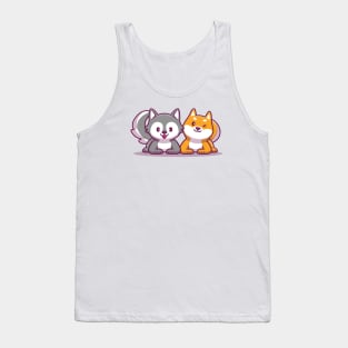 Cute Husky And Corgi Dog Tank Top